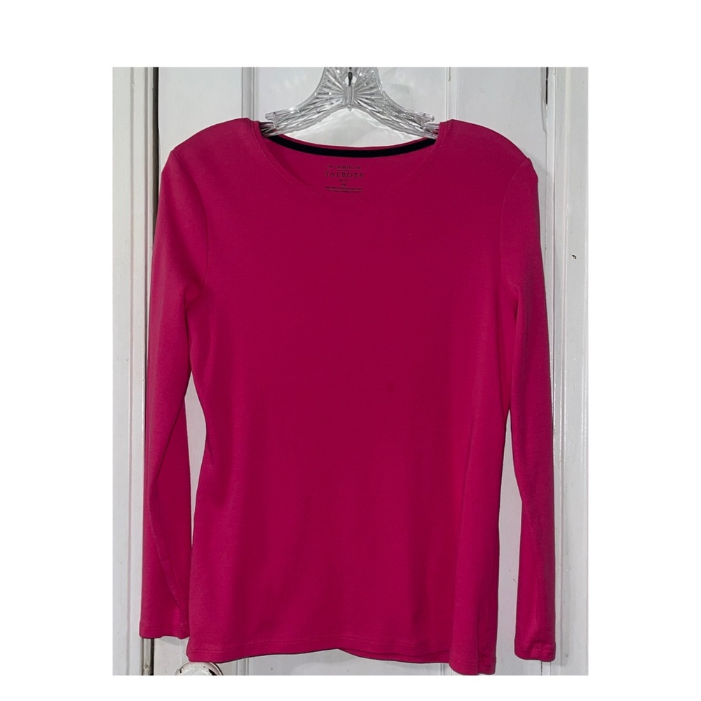 Talbots Long Sleeve Crewneck Top - Fuchsia